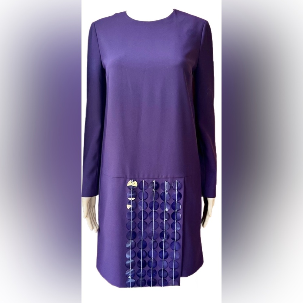 ICEBERG Purple Shift Dress With Disc Sequin Embellishment US Size XS EU Size 38